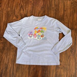 Vintage Care Bears T-shirt‎ Tee Junior’s Large Wish Blue Long Sleeve Y2K Decal